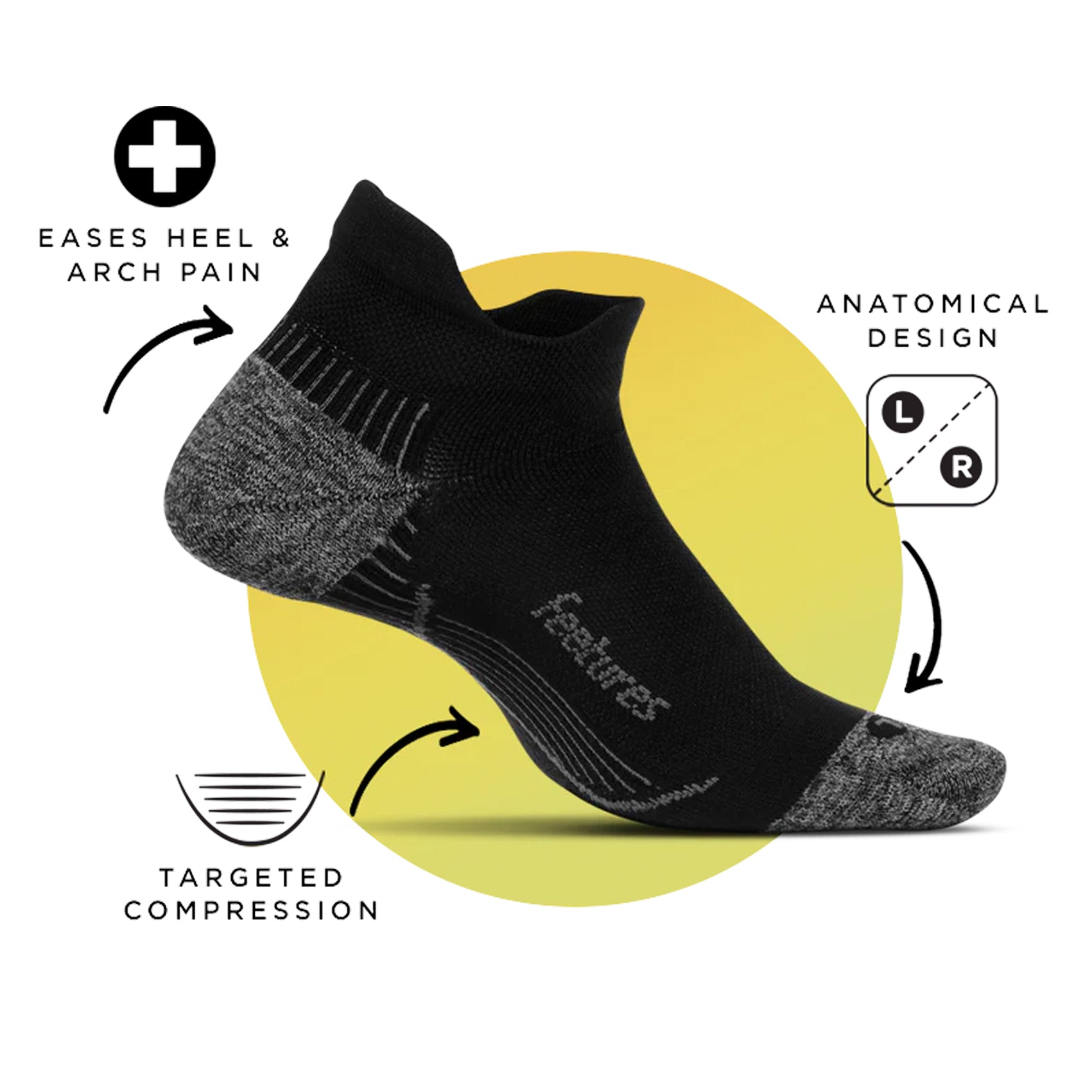 Feetures Plantar Fasciitis Relief Compression No-Show Sock