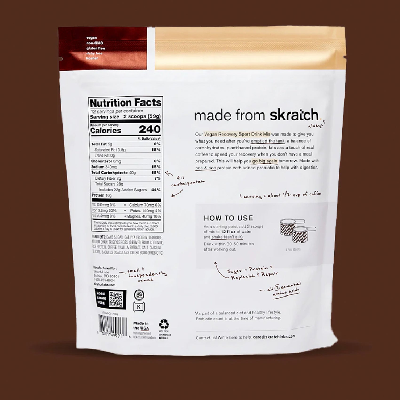 Skratch Labs Vegan Sport Recovery Drink Mix