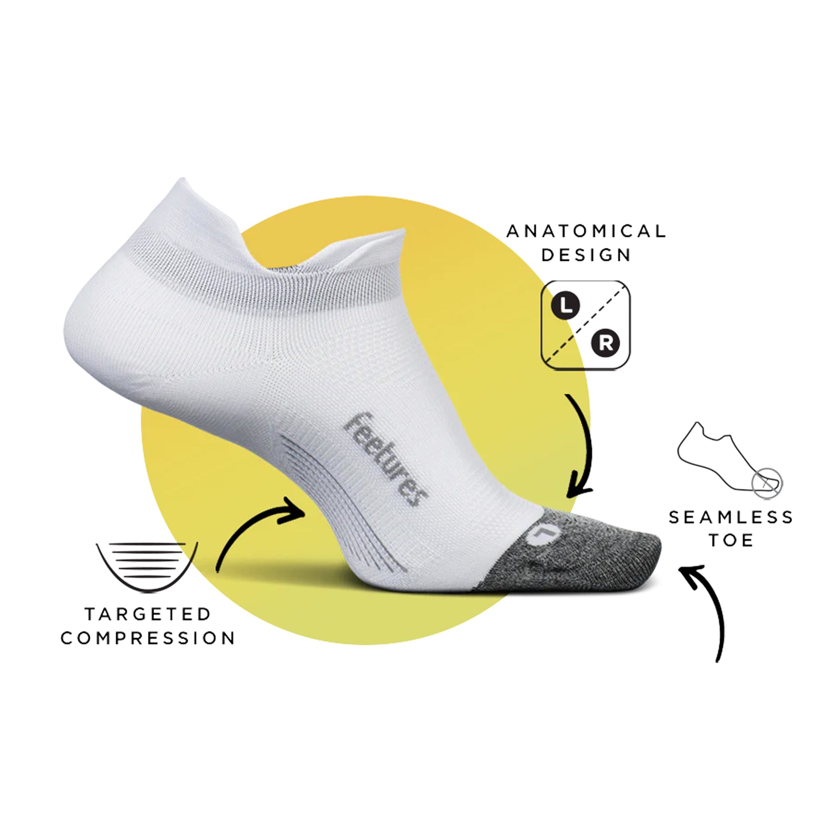 Unisex Feetures Light Cushion No Show Tab Socks