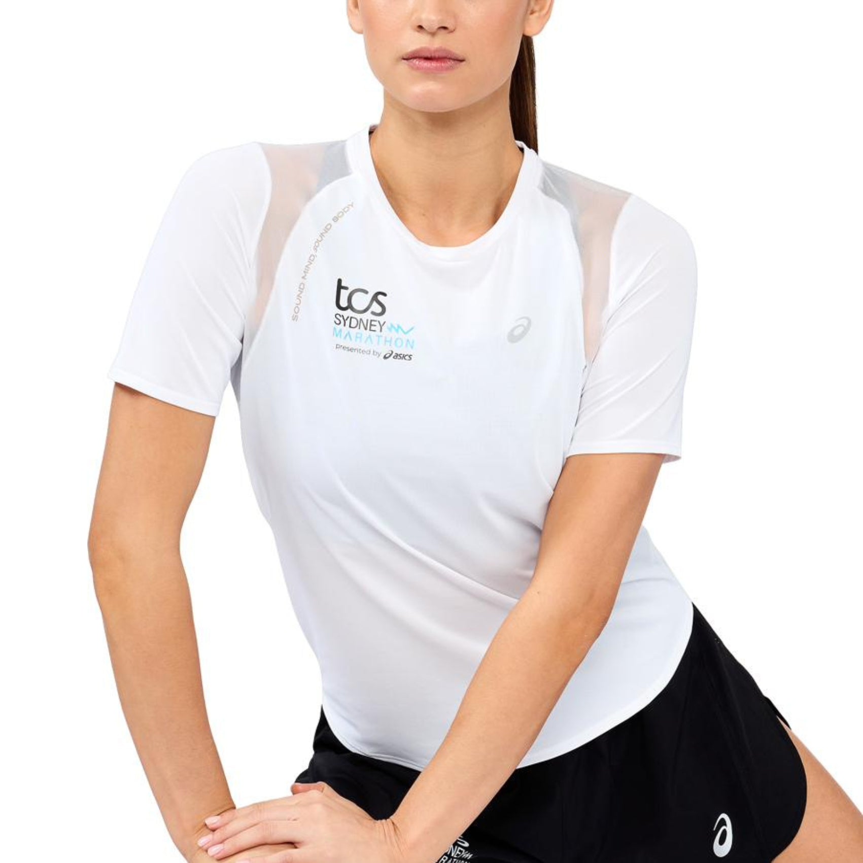Womens ASICS Sydney Marathon Road Short Sleeve Top