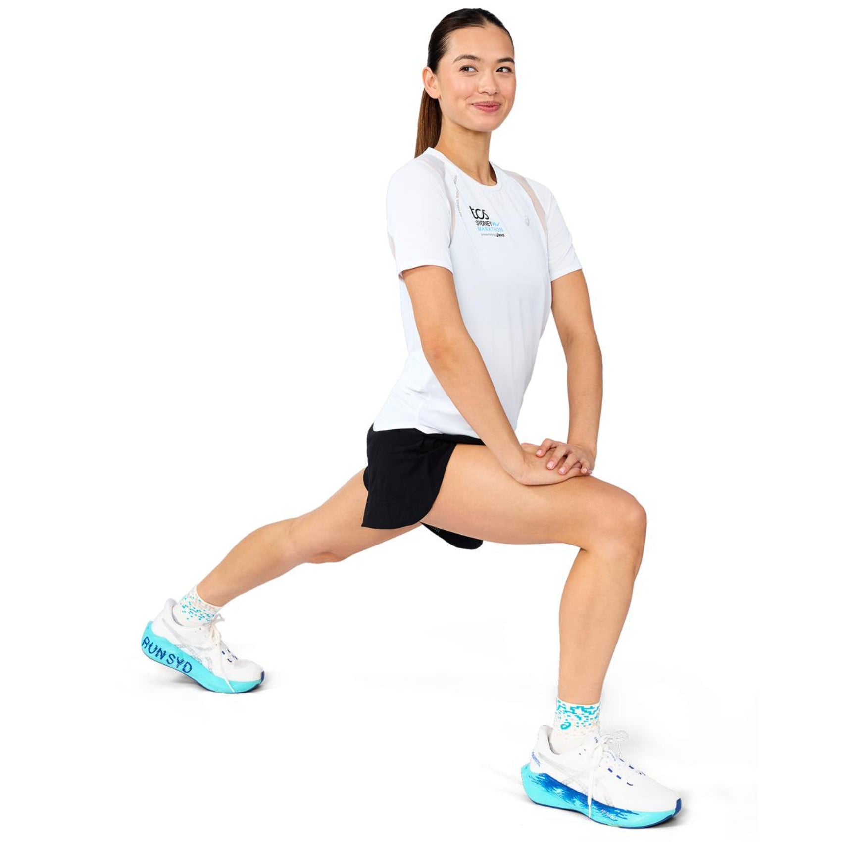 Womens ASICS Sydney Marathon Road Short Sleeve Top