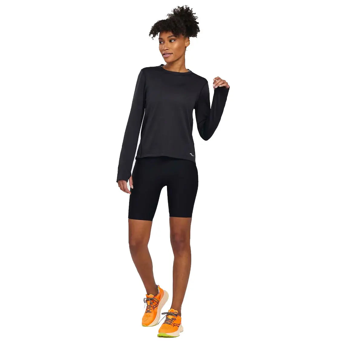 Womens Saucony x Run Club - Stopwatch Long Sleeve - Black