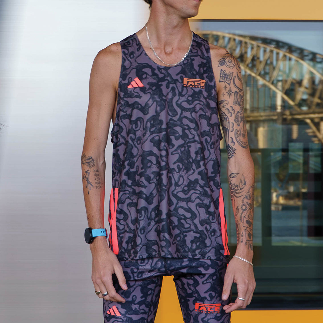 Mens adidas x Pace Athletic Adizero Running Singlet