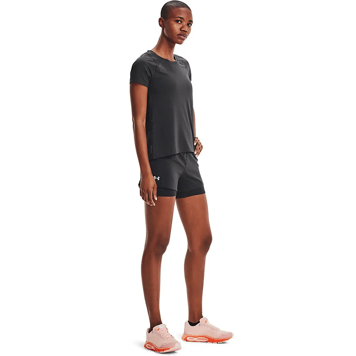 Womens Under Armour Iso-Chill Run 2-in-1 Shorts - Grey