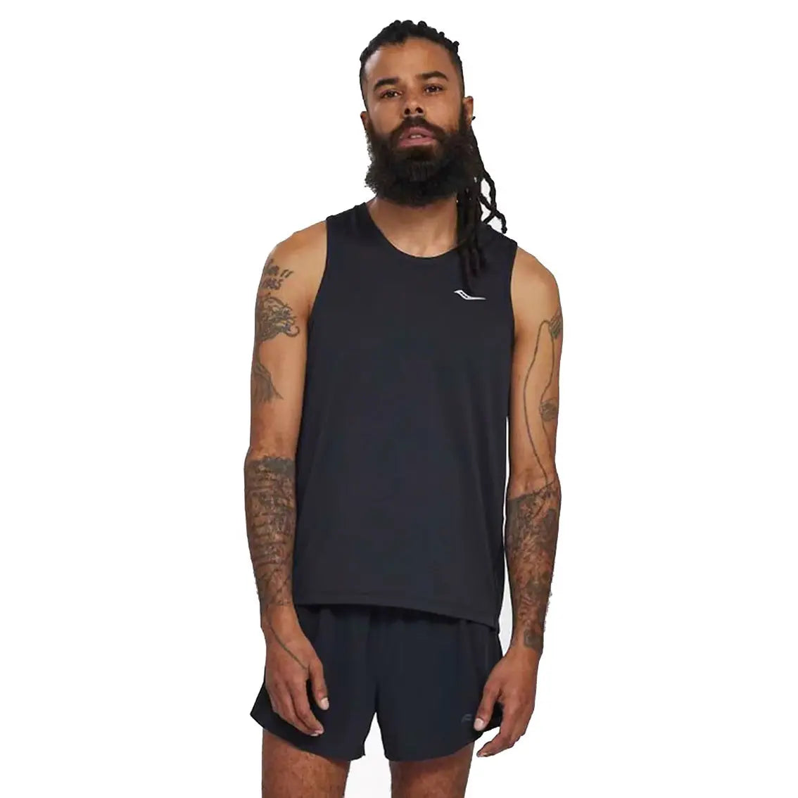 Mens Saucony x Run Club - Stopwatch Singlet - Black