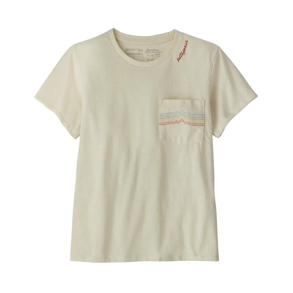 Womens Patagonia Ridge Rise Stripe Pocket Responsibili-Tee - Birch White