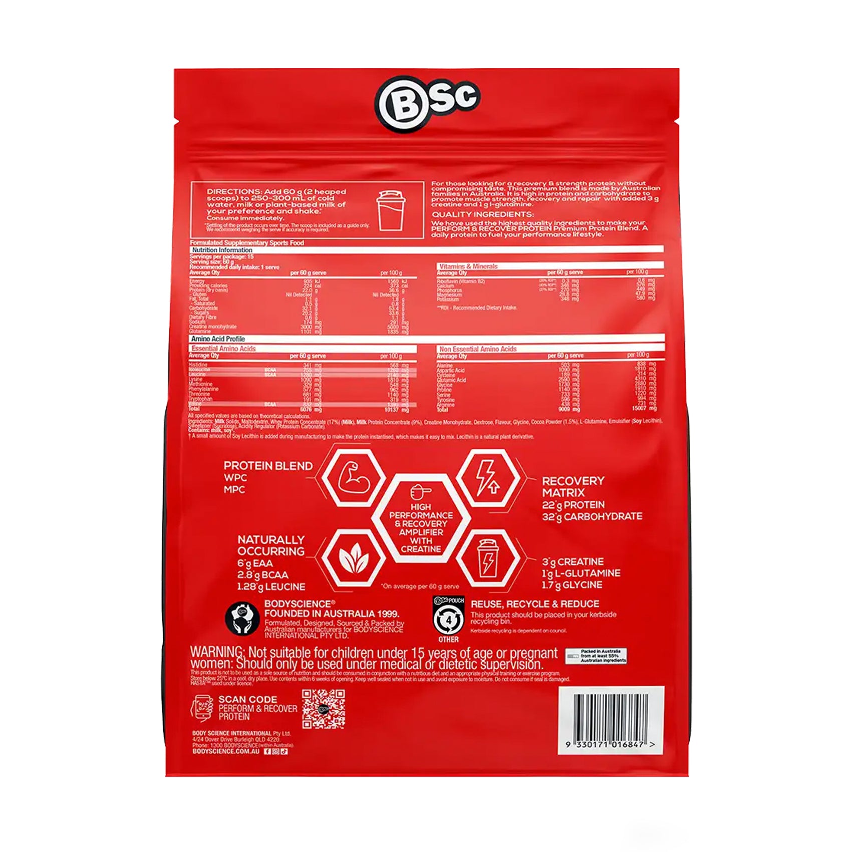 Body Science Perform & Recover Protein 900g