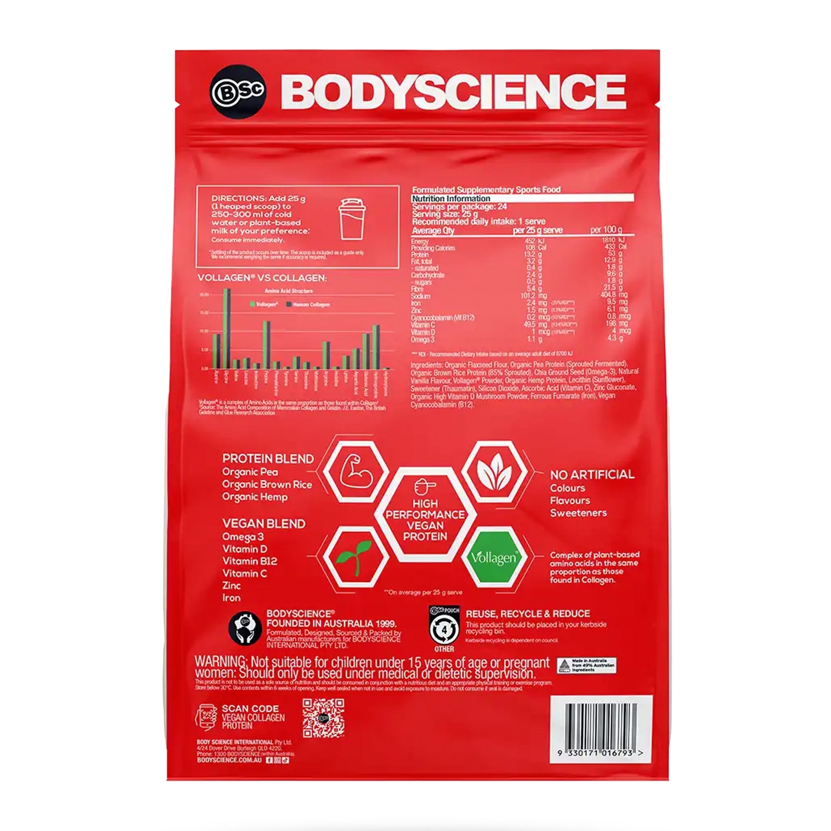 Body Science Vegan Collagen Protein 600g