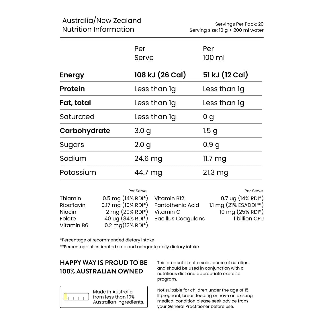 Happy Way Greens Powder - Tropical - 200g