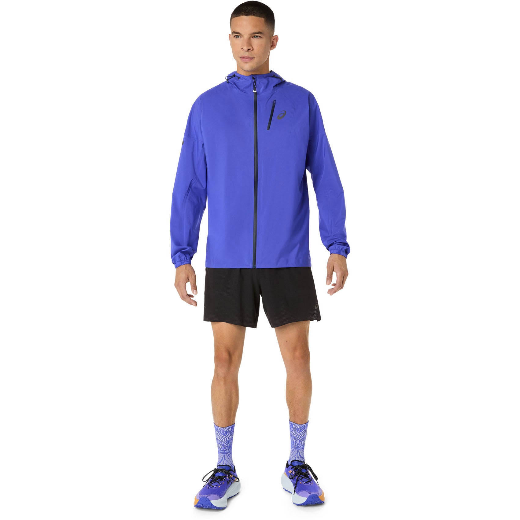 Mens ASICS Fujitrail Elite Waterproof Jacket for Running | Saxon Green