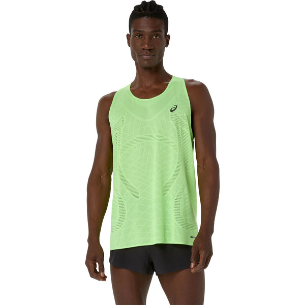 Mens ASICS Metarun Singlet | Breathable Running Top | Illuminate Green