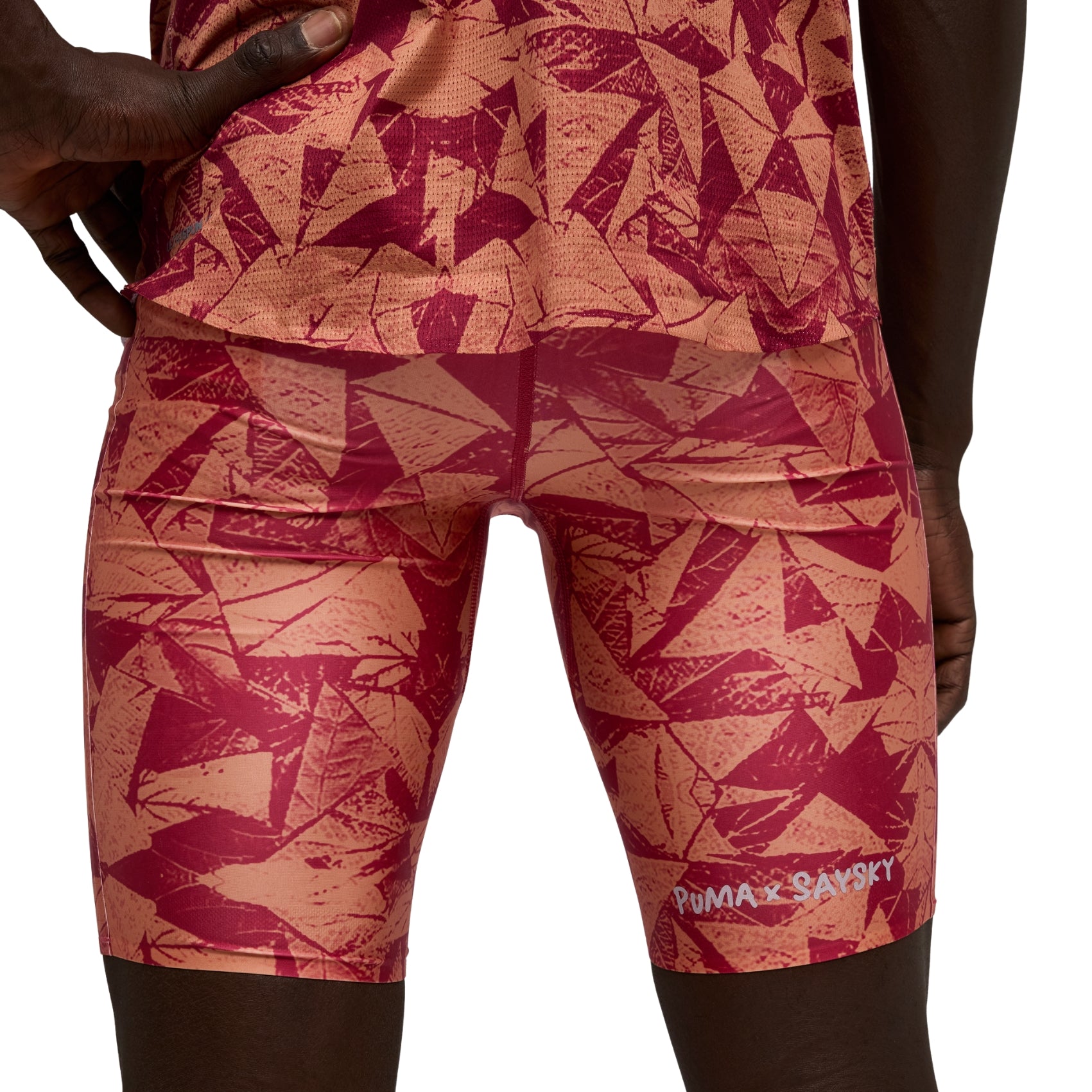 Mens PUMA x Saysky Short Tights AOP | Team Regal Red / AOP