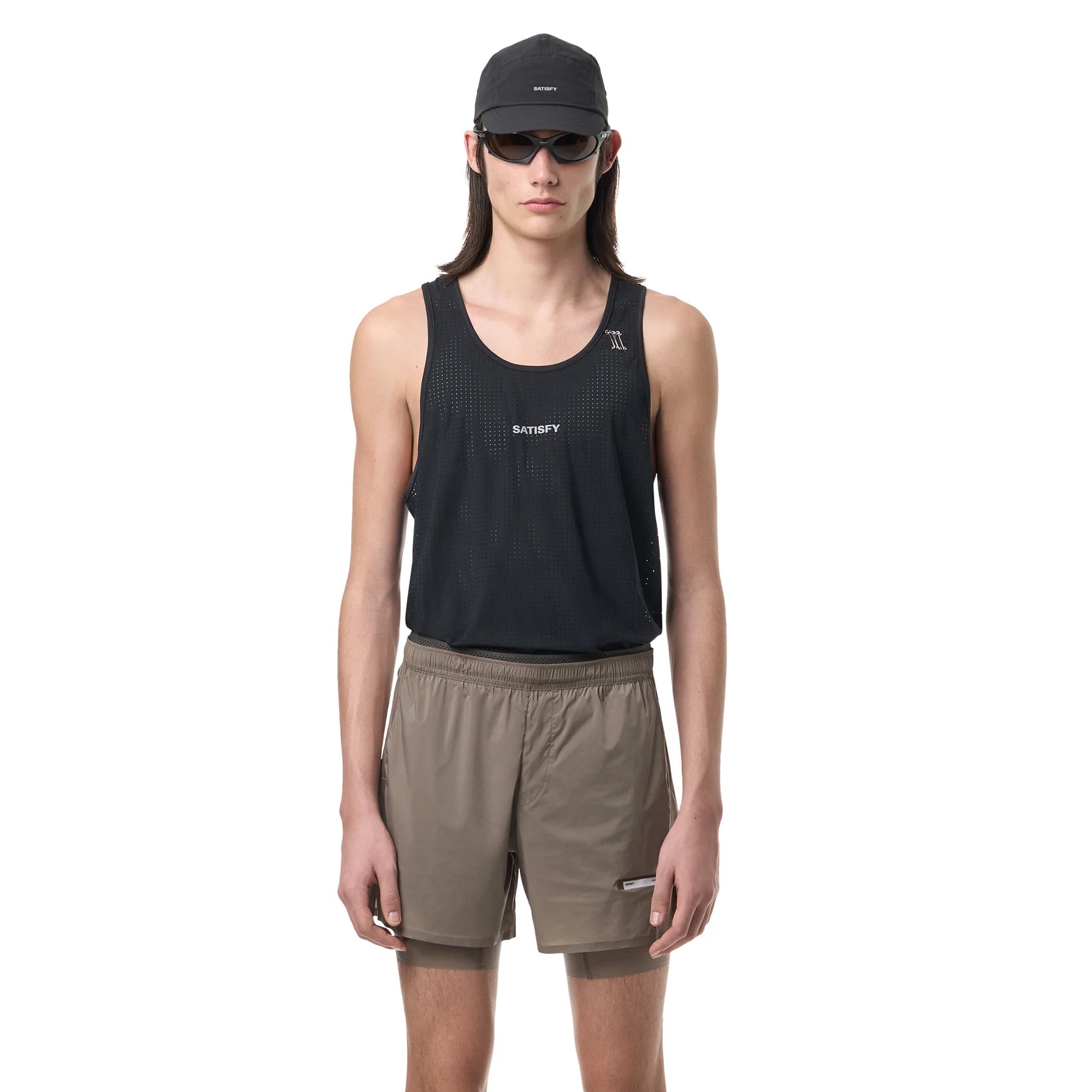Mens Satisfy TechSilk 5 Inch Running Shorts | Black