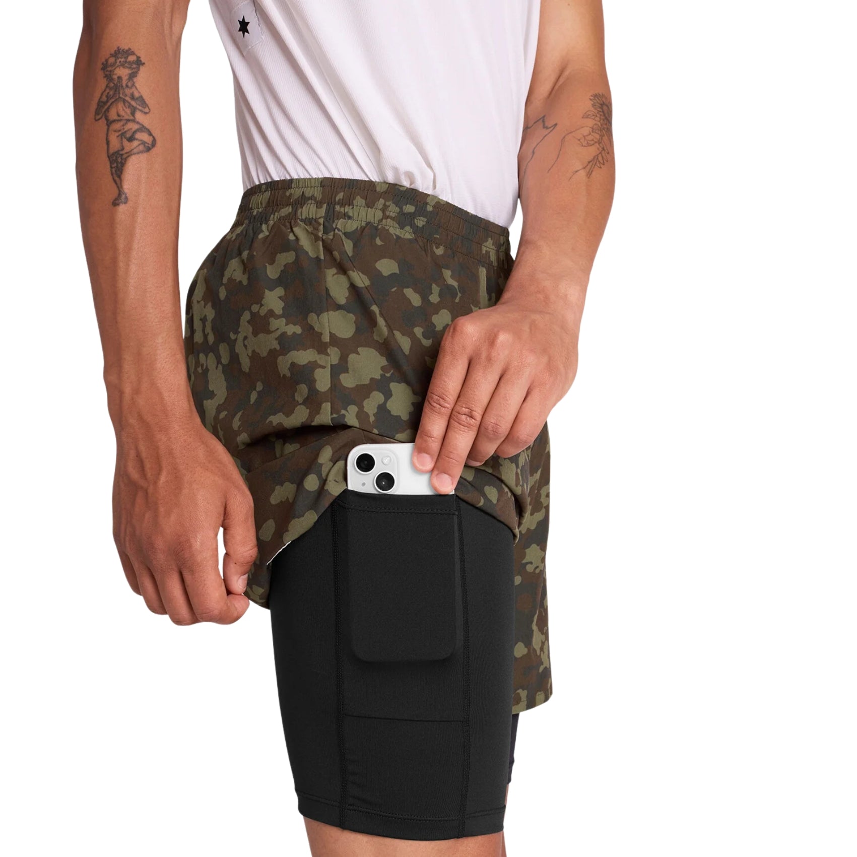 Mens Saysky Camo Pace 2-in-1 Shorts 5 Inch | Sand Camo