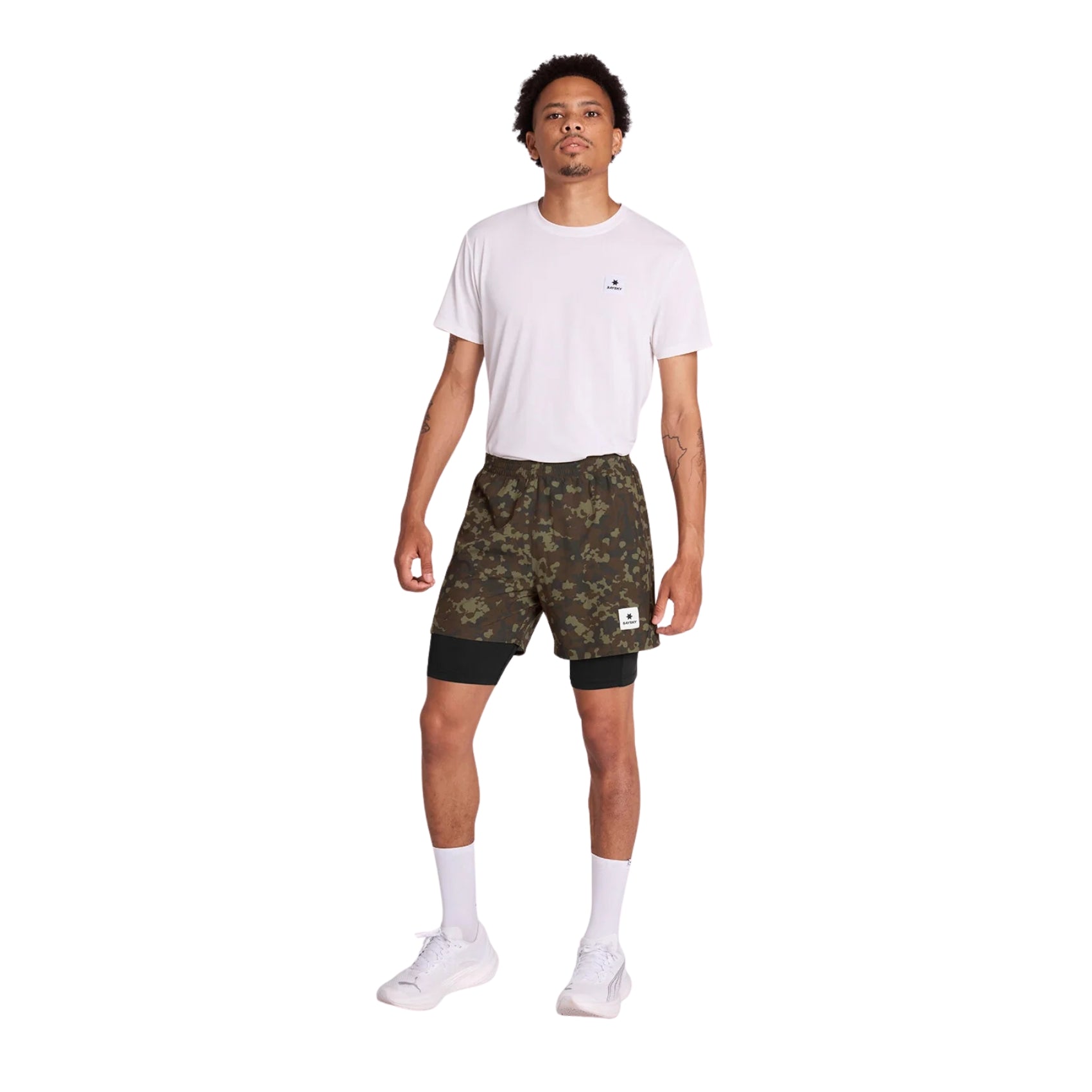 Mens Saysky Camo Pace 2-in-1 Shorts 5 Inch | Sand Camo