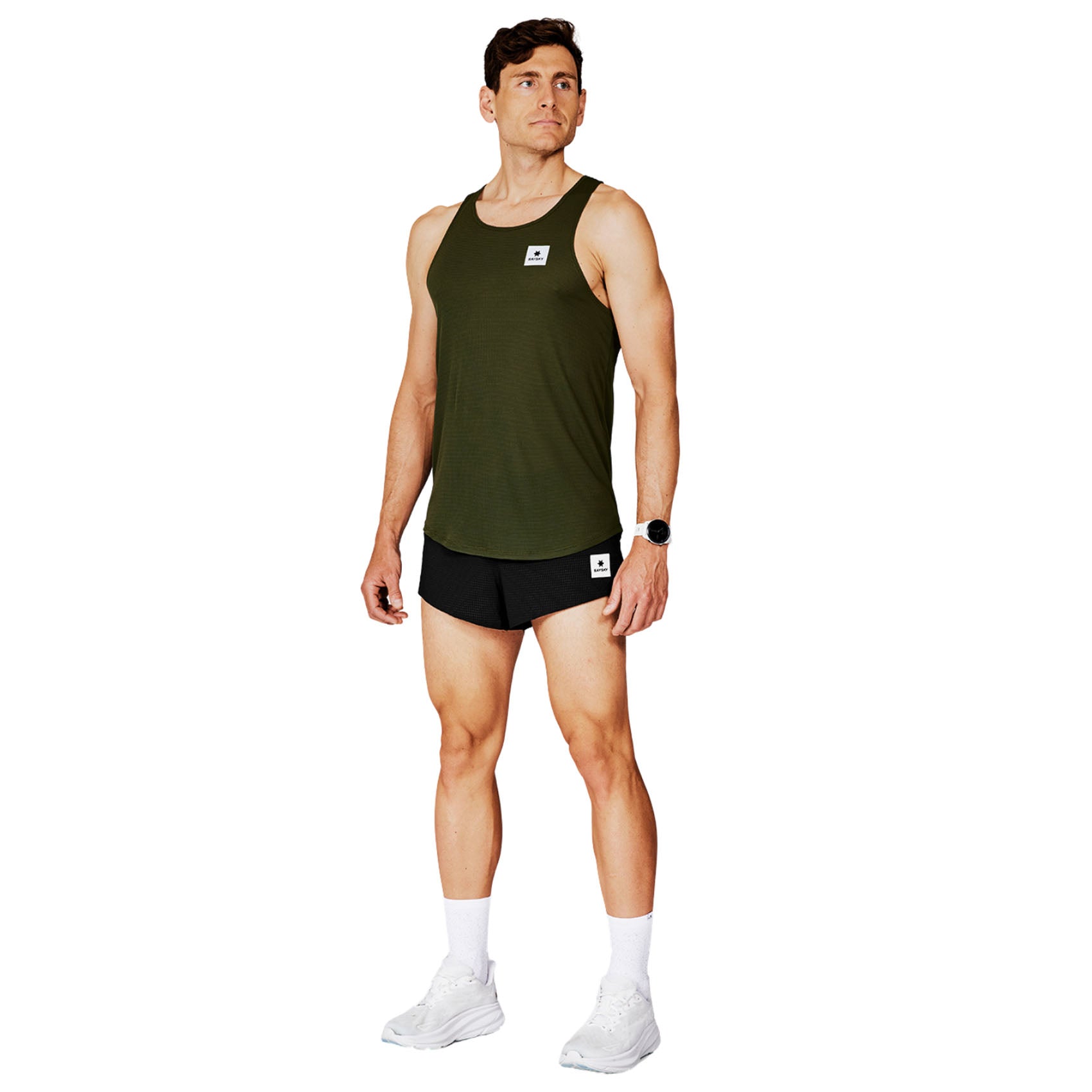 Mens Saysky Clean Flow Singlet | High Performance Race Day Top | Blue