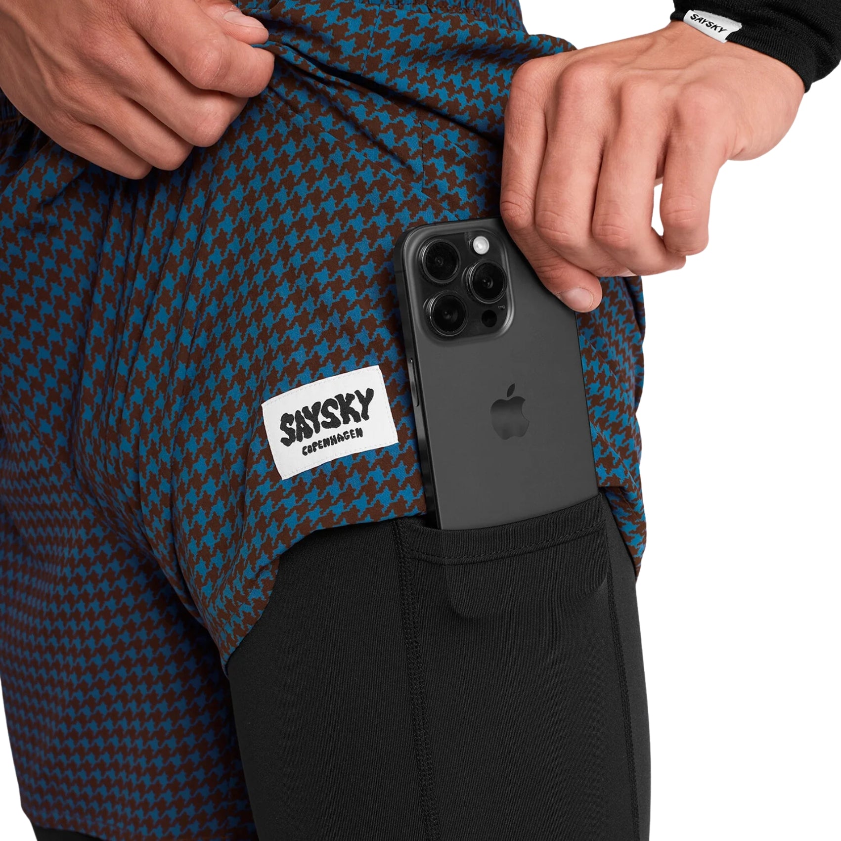 Mens Saysky Houndstooth Pace 2-in-1 Shorts 5 Inch