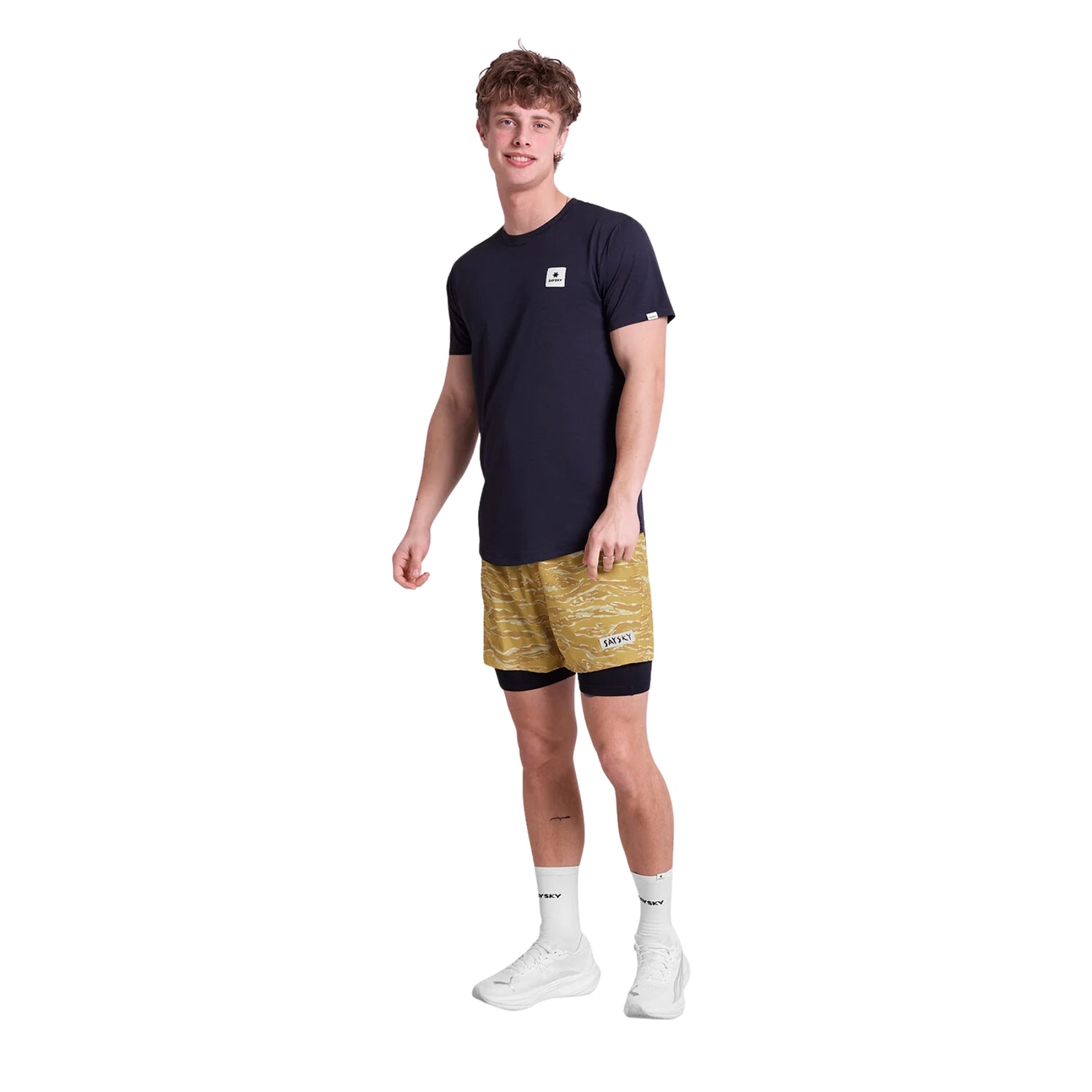 SAYSKY CAMO PACE SHORTS Mサイズ Mens Saysky Tiger Pace 2-in-1 Shorts 5 Inch | Yellow Camo