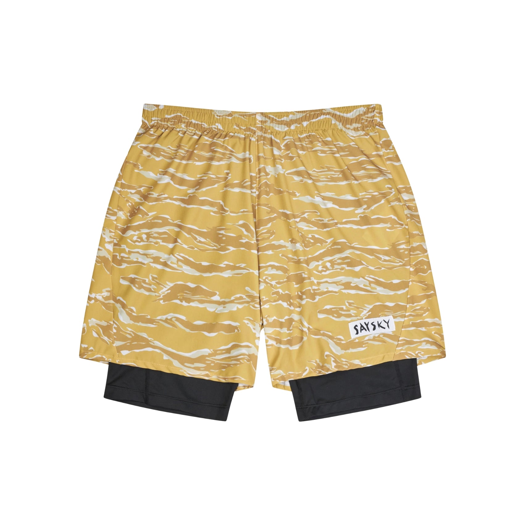 Mens Saysky Tiger Pace 2-in-1 Shorts 5 Inch | Yellow Camo