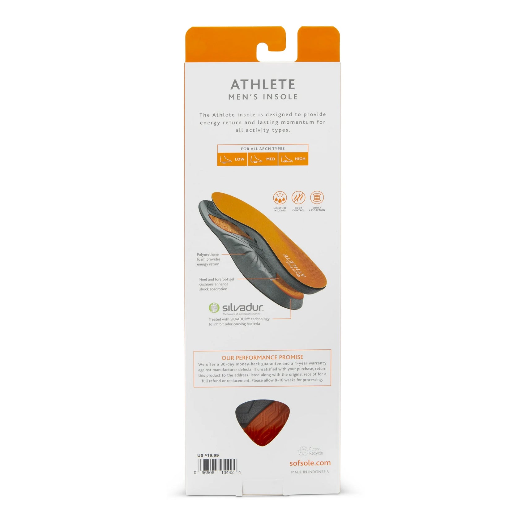 Mens Sofsole Perform Athlete Insole