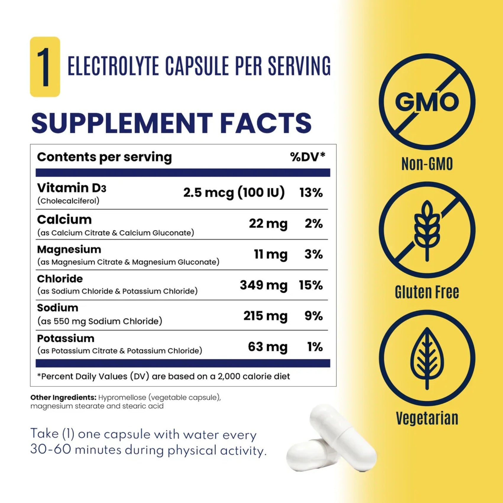 Saltstick Sugar-Free Electrolyte Capsules + Caffeine 100 Bottle