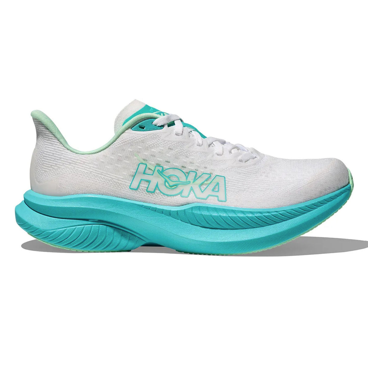 Womens HOKA Mach 6 (Wide) | Everyday Fast Training Shoe | White / Cielo ...