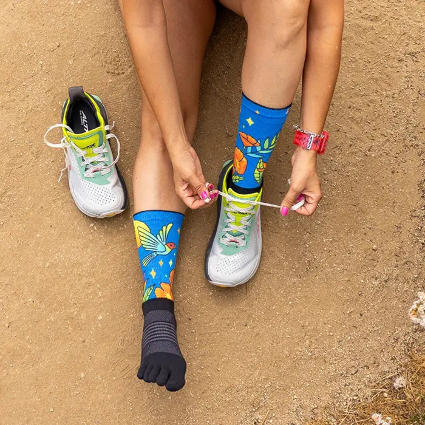 Womens Injinji Trail Artist Designed Crew Socks