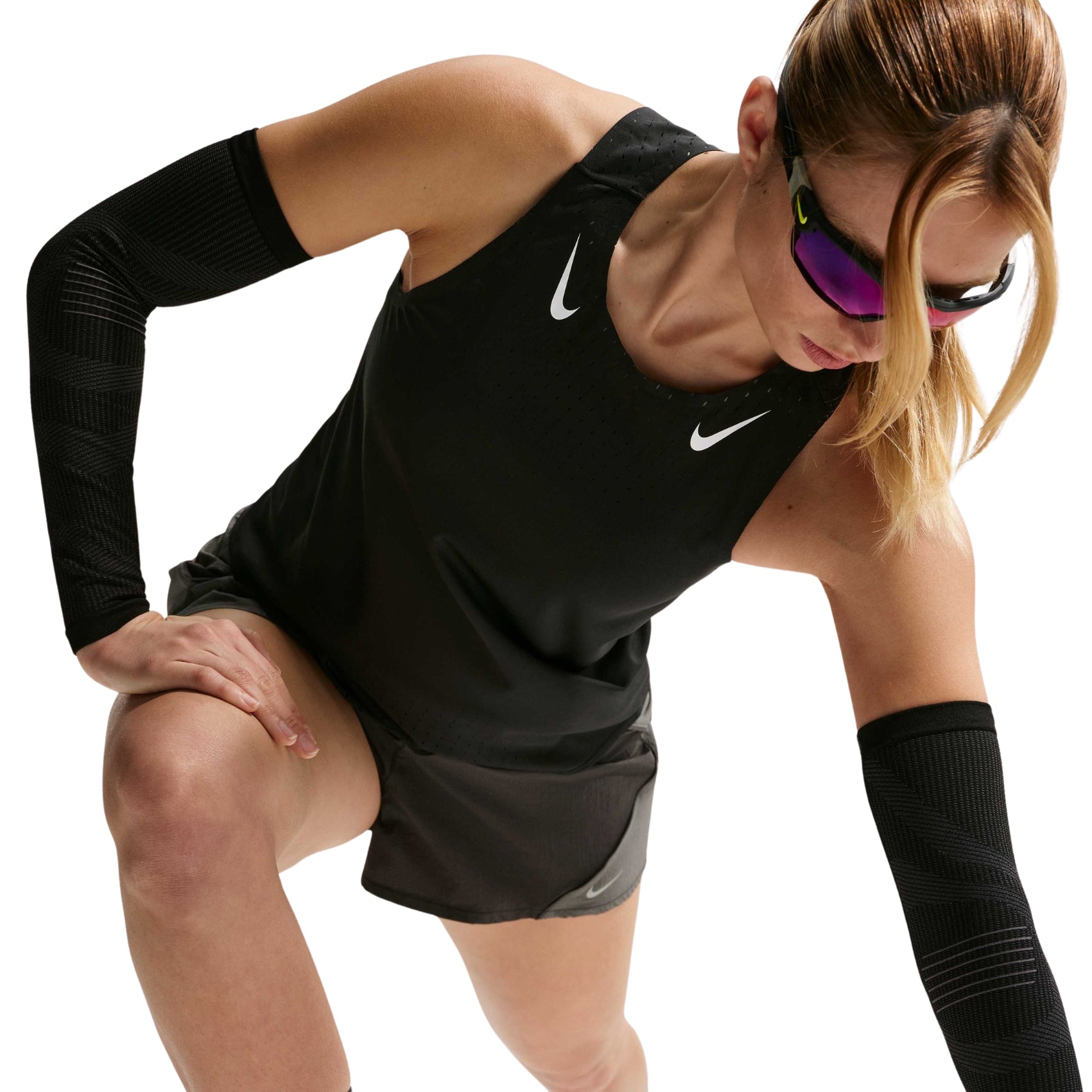 Womens Nike AeroSwift Dri-FIT ADV Singlet | Black / White