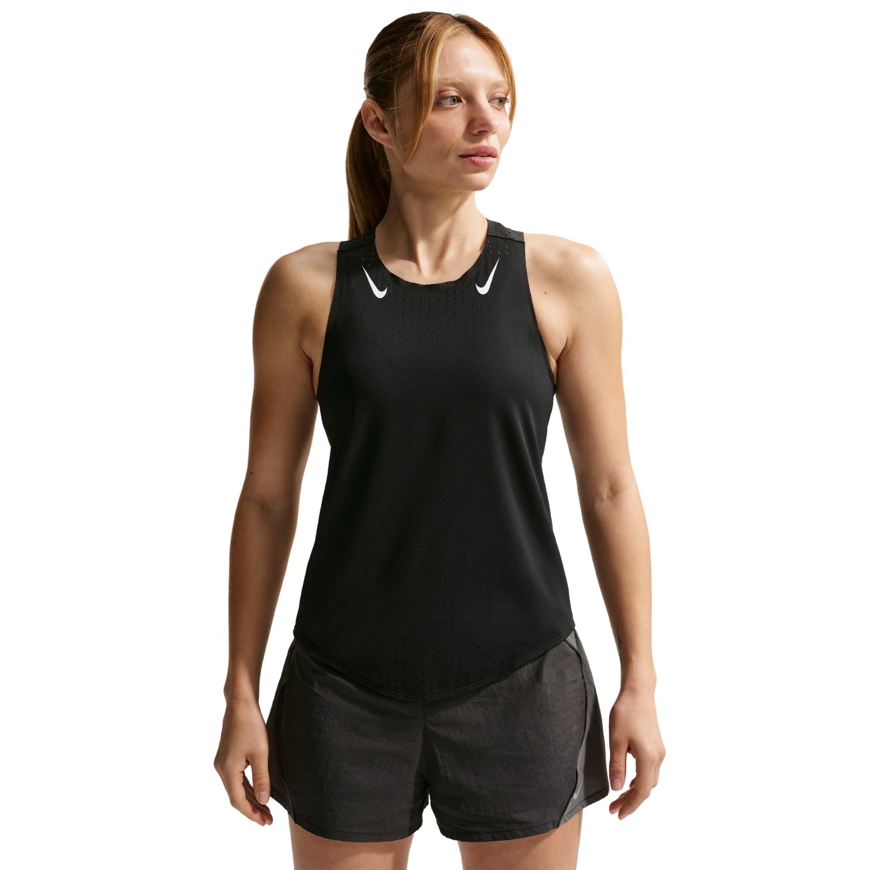 Womens Nike AeroSwift Dri-FIT ADV Singlet | Black / White