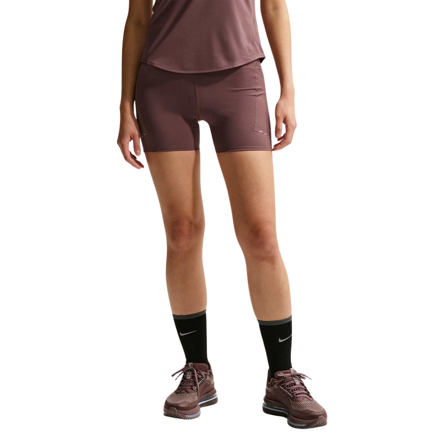 Womens Nike Swift High-Waisted 4 Inch Tight Running Shorts with Pockets
