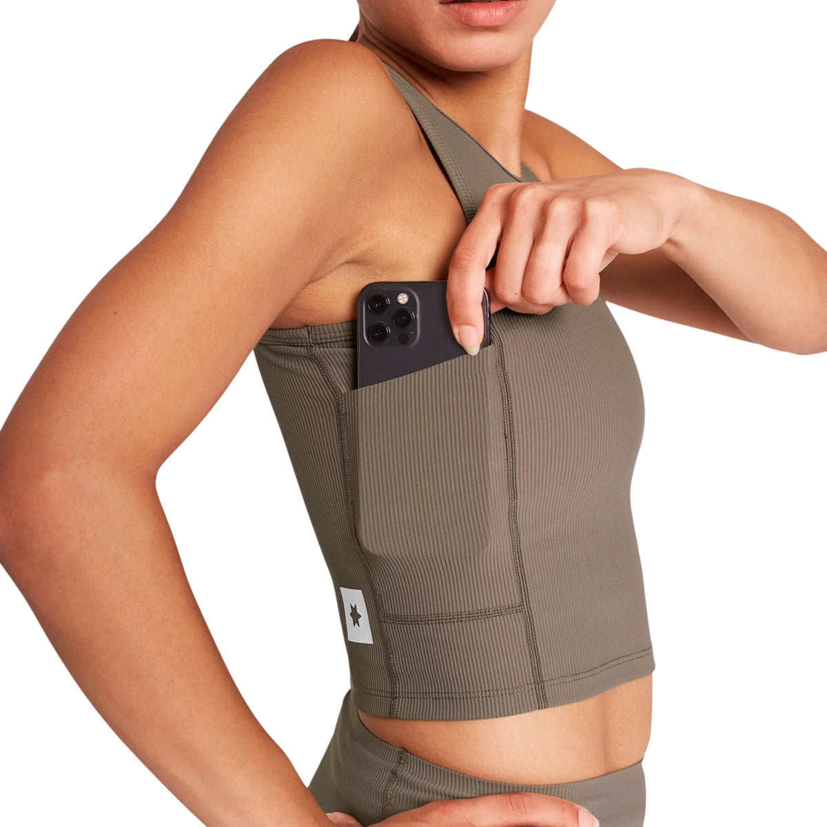 Womens Saysky Combat Rib Crop Top | Brown