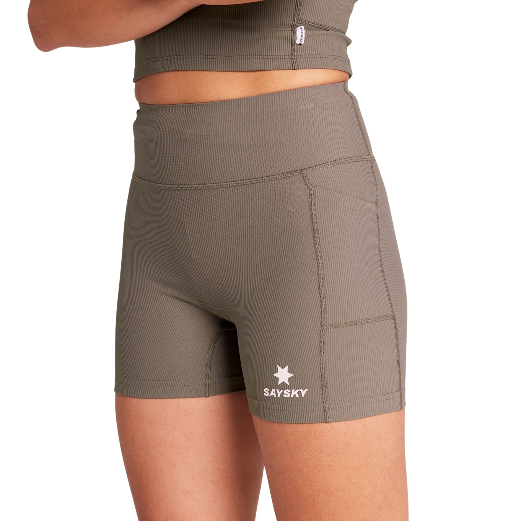 Womens Saysky Combat+ Rib Short Tights 4 Inch | Taupe