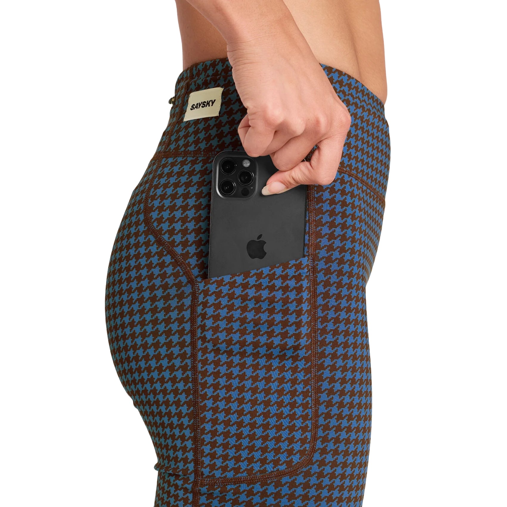 Womens Saysky Houndstooth Combat+ Short Tights 7 Inch