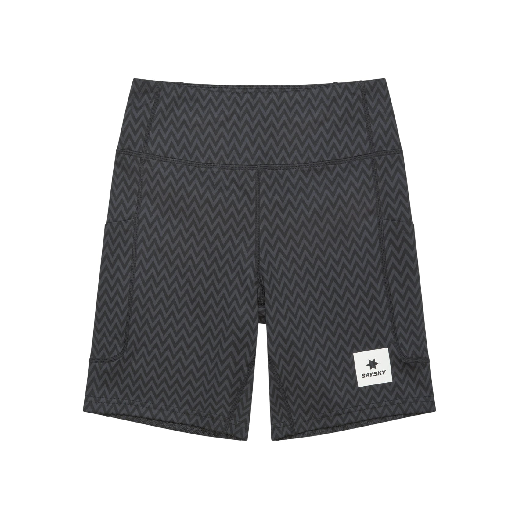 SAY SKY ランニングタイツ SHORT TIGHTS 7INCH Womens Saysky Zig Zag Combat+ Short Tights 7 Inch | Black Zig Zag