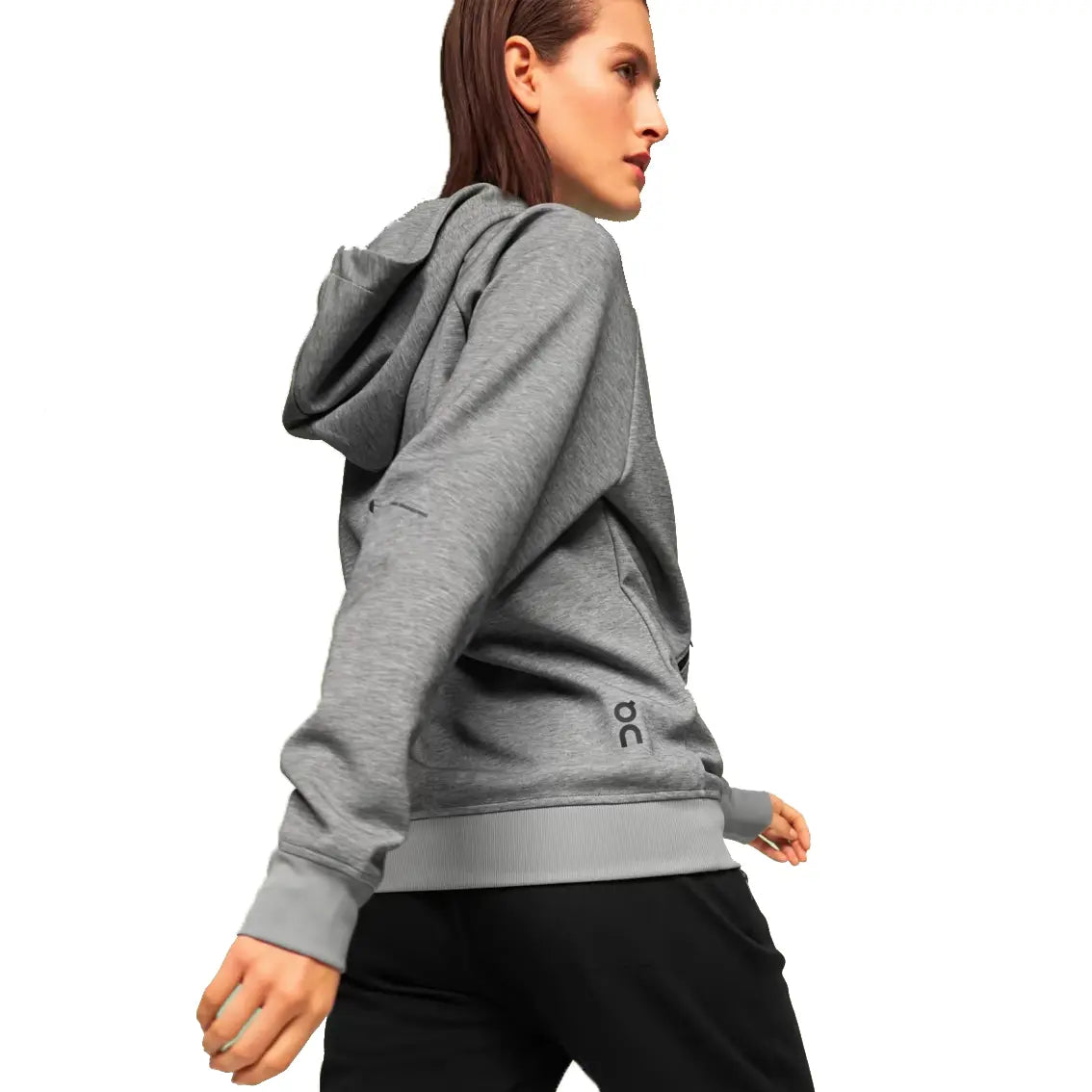 Womens On Running Zipped Hoodie - Grey