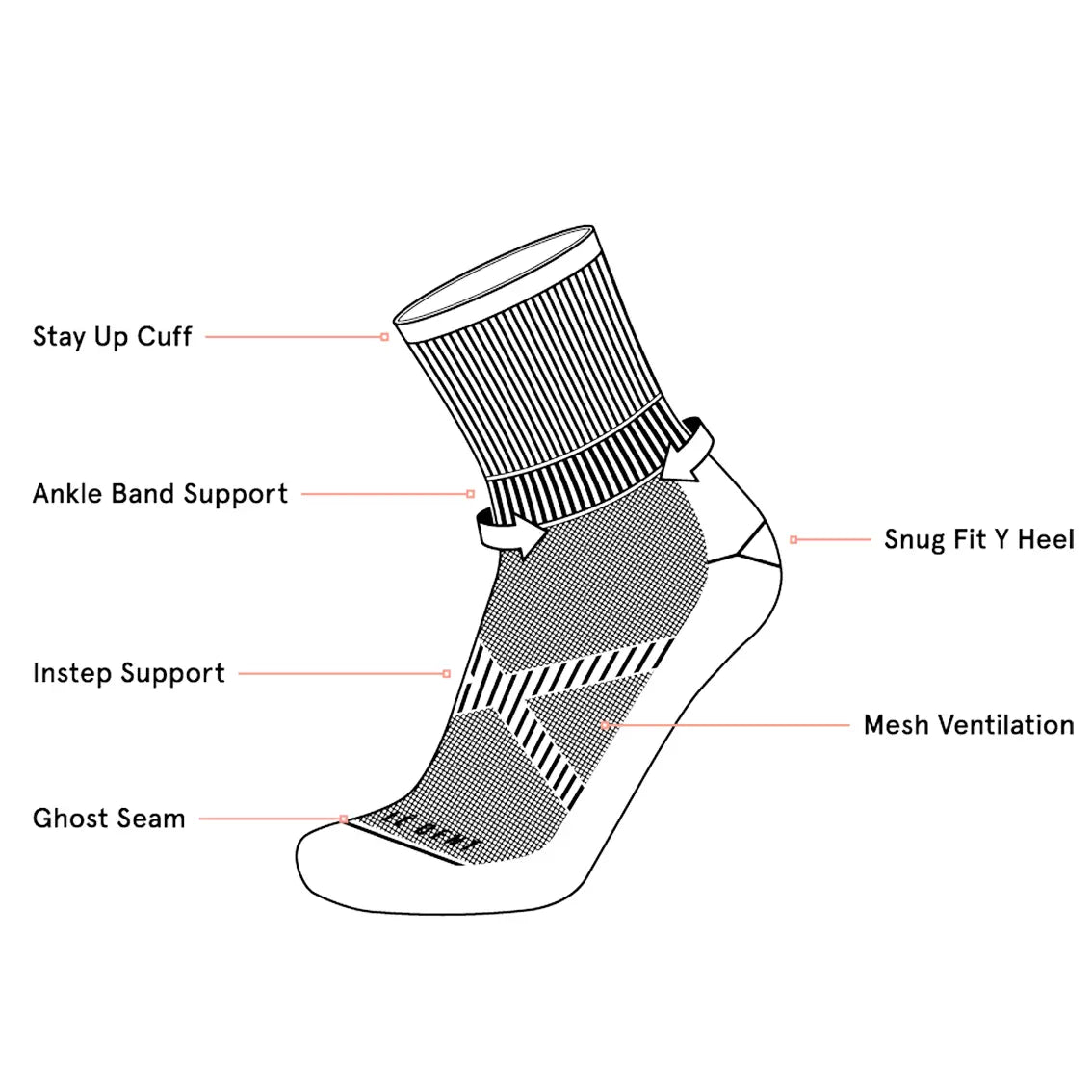 Le Bent Terra Zero Cushion Mini Trail Sock - Black