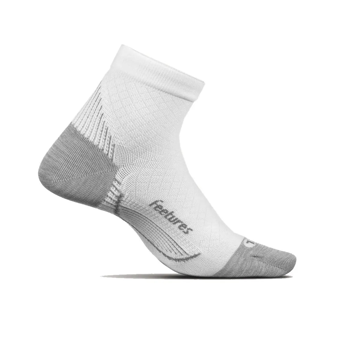 Feetures Plantar Fasciitis UltraLight Compression Sock Quarter - White