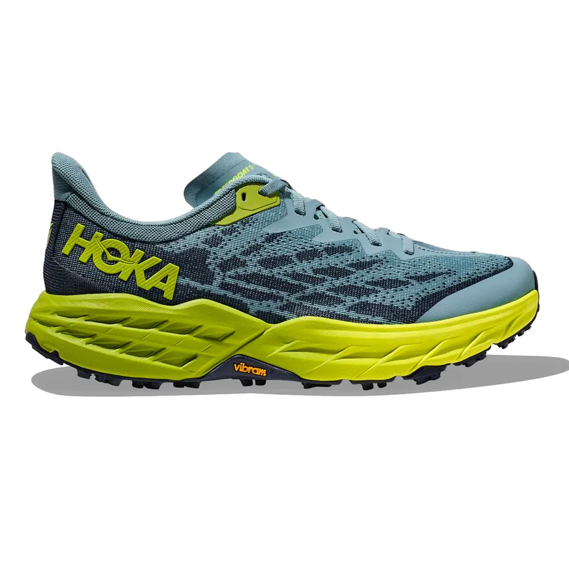 Mens HOKA Speedgoat 5 (Wide) - Stone Blue / Dark Citron