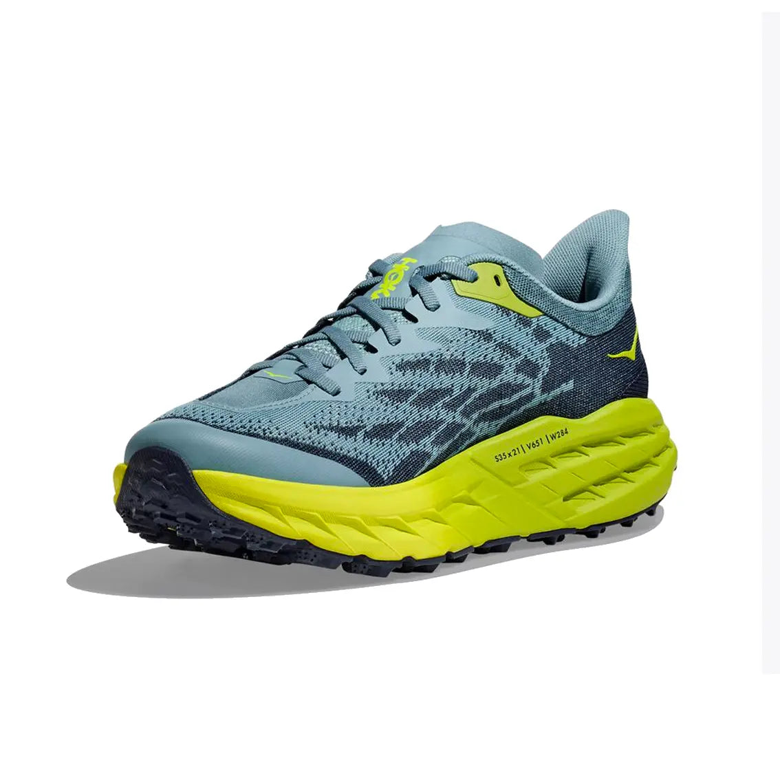 Mens HOKA Speedgoat 5 (Wide) - Stone Blue / Dark Citron