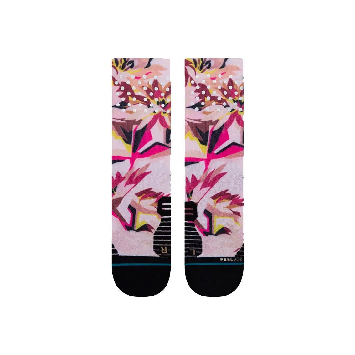 Womens Stance Performance Crew Sock - White / Pink / Silver