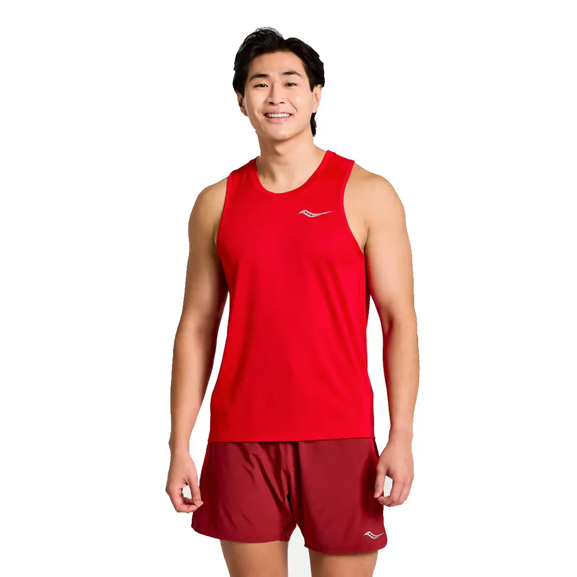 Mens Saucony x Run Club Stopwatch Singlet - Poppy