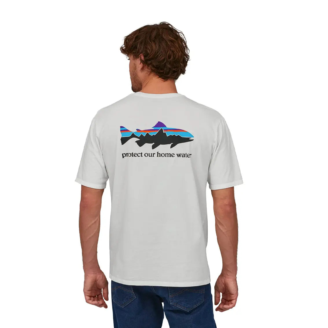 Mens Patagonia Home Water Trout Organic T-Shirt - White