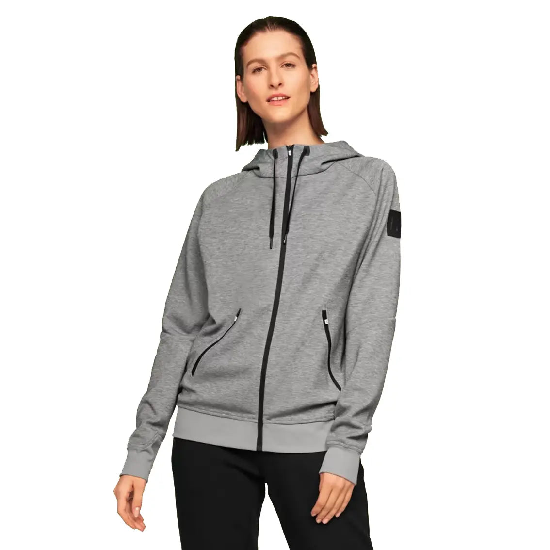 Womens On Running Zipped Hoodie - Grey