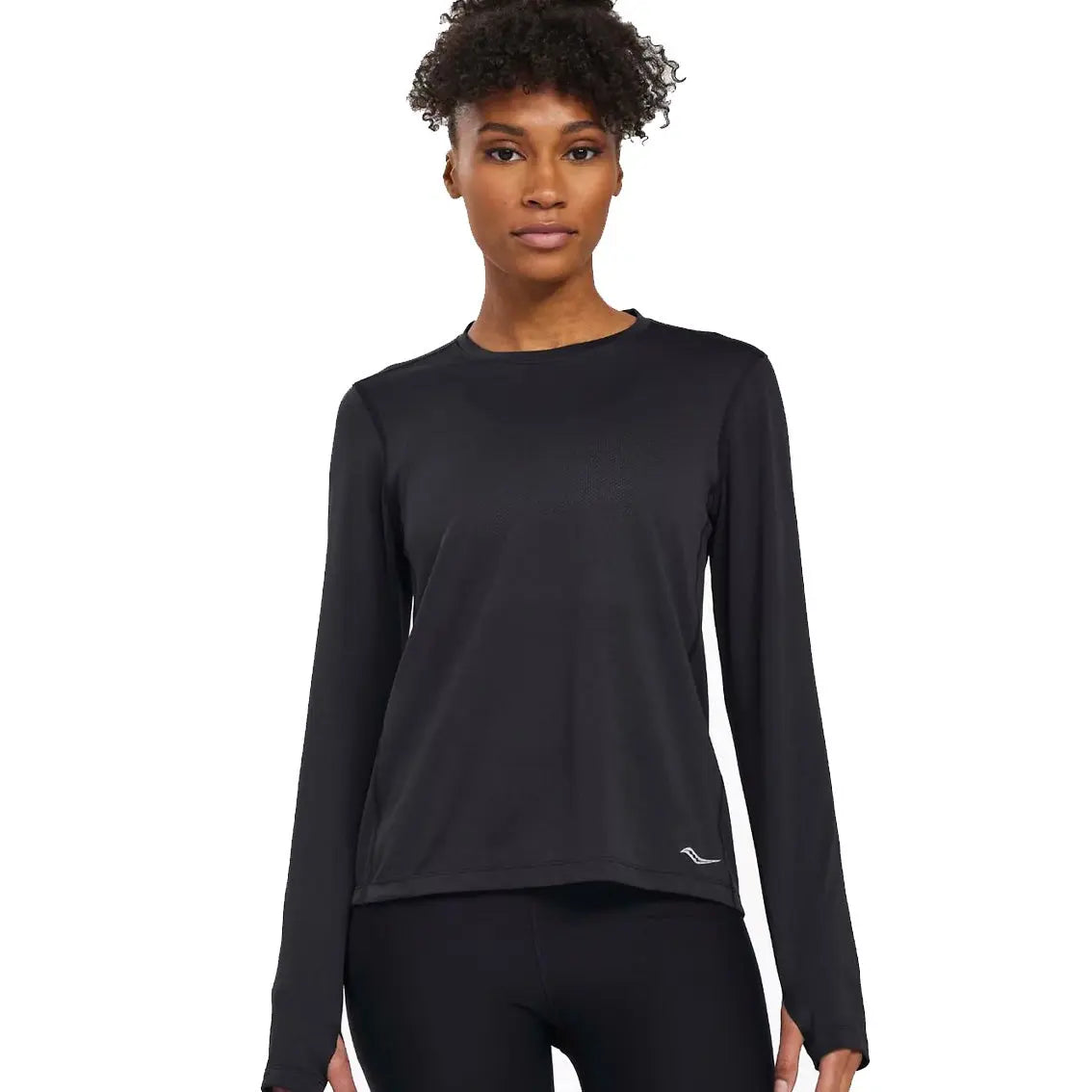 Womens Saucony x Run Club - Stopwatch Long Sleeve - Black