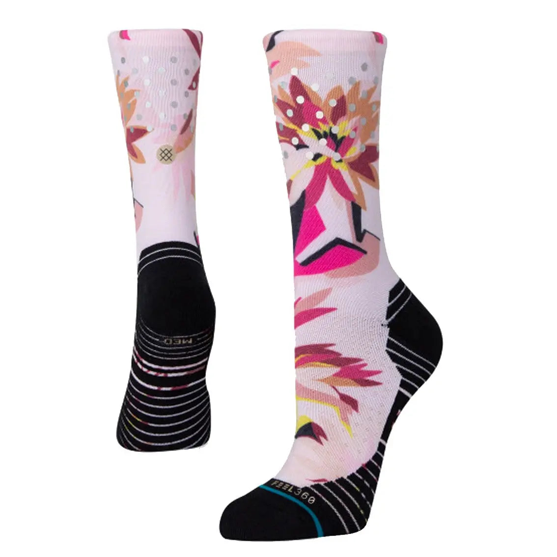 Womens Stance Performance Crew Sock - White / Pink / Silver