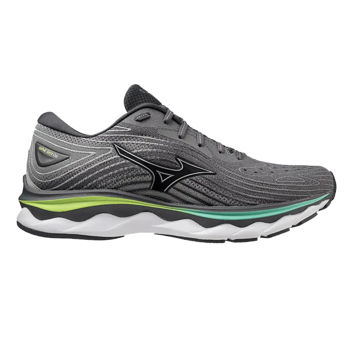 Mens Mizuno Wave Sky 6 (Wide) - Quiet Shade / Silver / Neo Lime