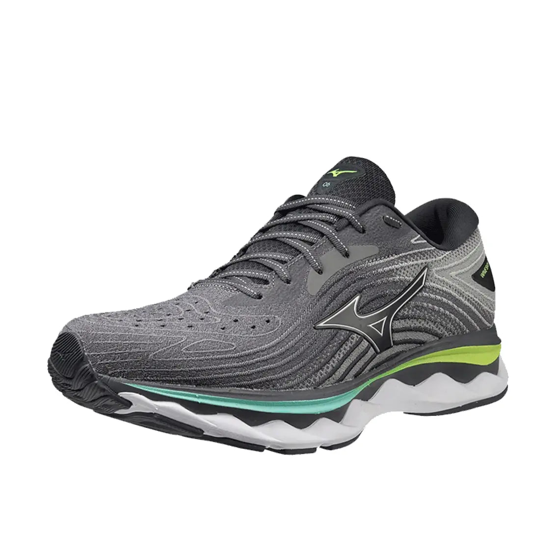 Mens Mizuno Wave Sky 6 (Wide) - Quiet Shade / Silver / Neo Lime