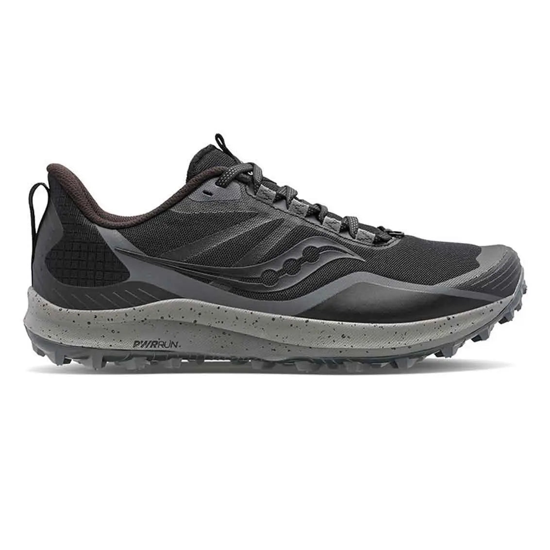 Womens Saucony Peregrine 12 (Wide) - Black / Charcoal