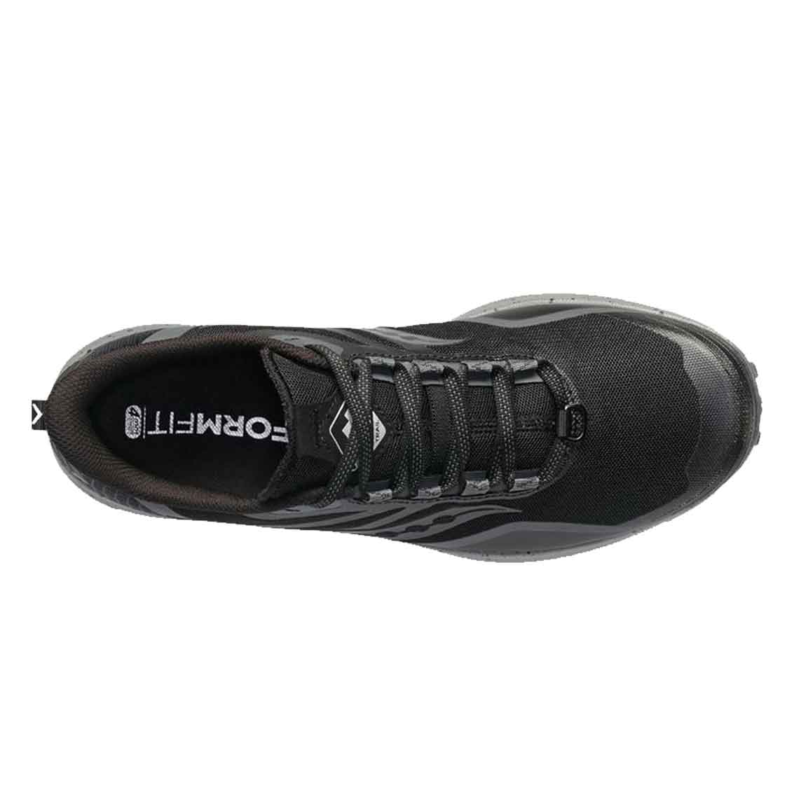 Womens Saucony Peregrine 12 (Wide) - Black / Charcoal