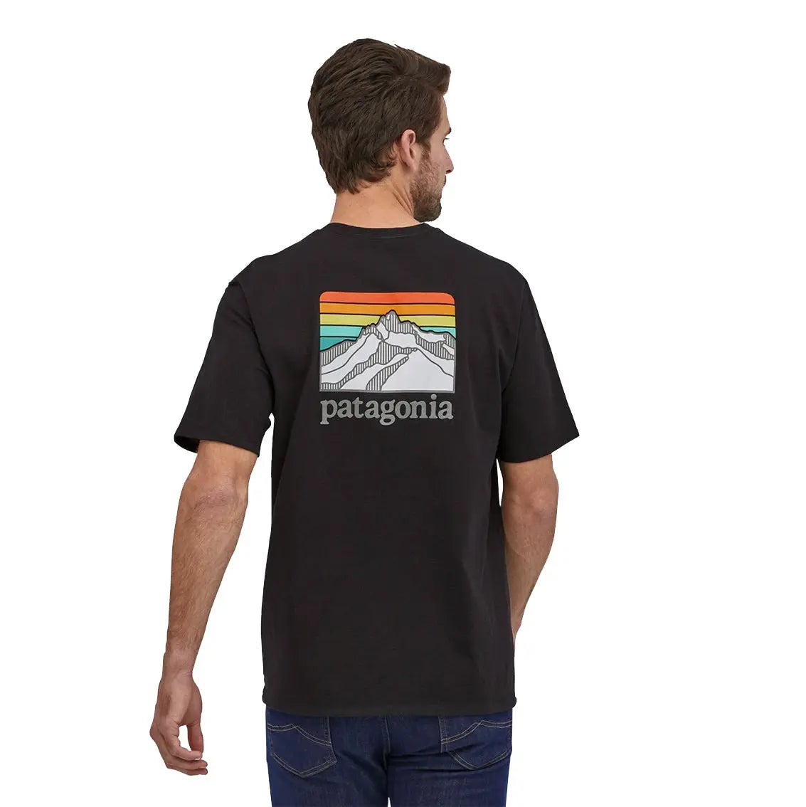 Mens Patagonia Line Logo Ridge Pocket Responsibili-Tee - Black